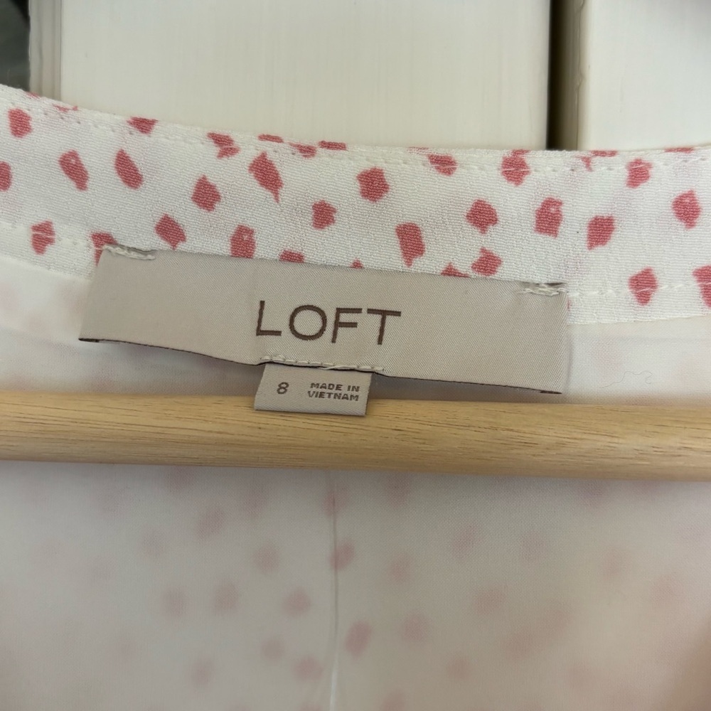 Loft 8 NWT white long flecked flutter sleeve midi… - image 3